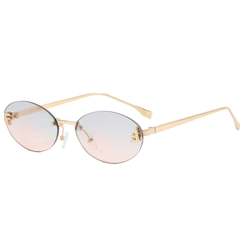Trendy Women's Oval Metal Sunglasses by F Brand