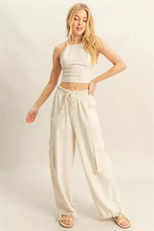 Conjunto Cargo de Top Corto - Casual - Traje de Dos Piezas