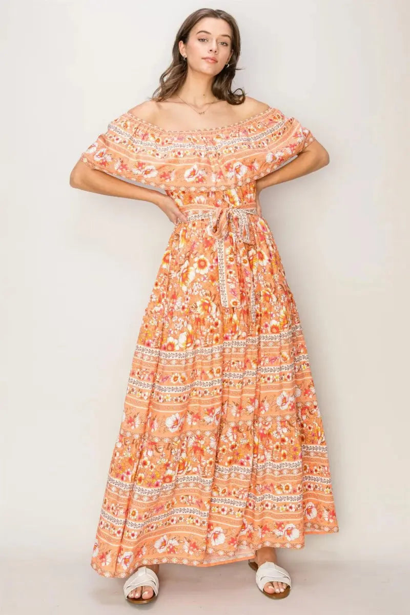 Dresses Trendsi Floral Maxi Dress Women's Off-Shoulder Tie Front Summer Dress - Flowy & Chic