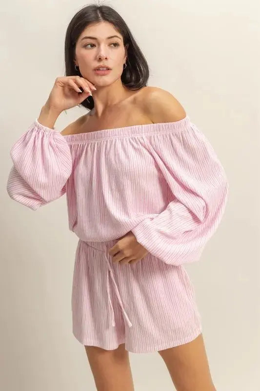 Women's Loungewear Set - Off Shoulder - Two-Piece Outfit