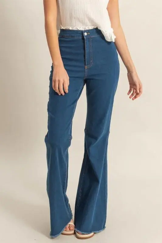 Accesorios Trendsi Jeans de bajo sin rematar para mujer Vaqueros acampanados de cintura alta Envío desde EE. UU.