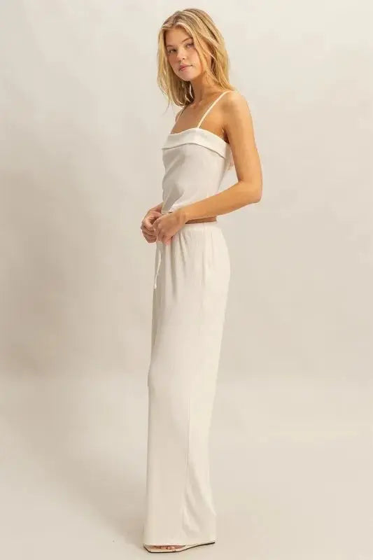 Women's Loungewear Set Loungewear Set - Rib Knit - Cami Top & Pants Two Piece