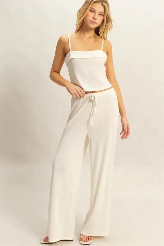 Women's Loungewear Set Loungewear Set - Rib Knit - Cami Top & Pants Two Piece