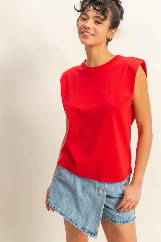 Vestidos Blusa de cuello redondo Trendsi para mujer, casual, sin mangas, con hombreras