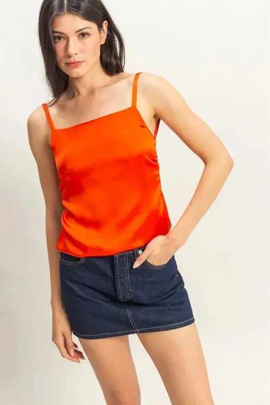 Pants Trendsi Satin Cami Top Women's Elegant Back Tie Detail USA Ship
