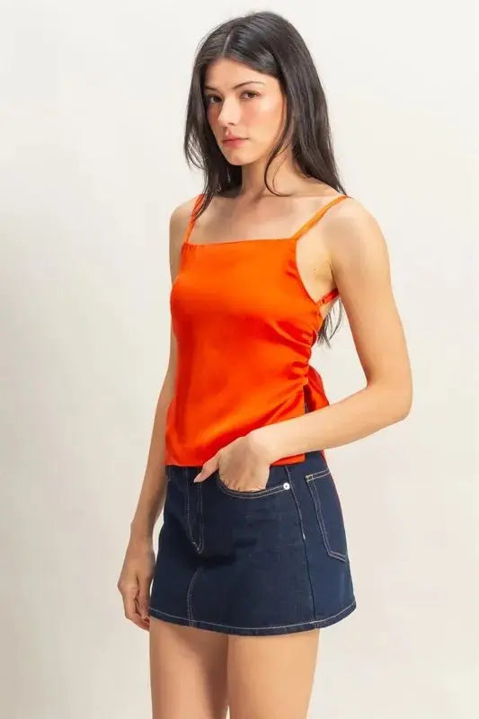 Pants Trendsi Satin Cami Top Women's Elegant Back Tie Detail USA Ship