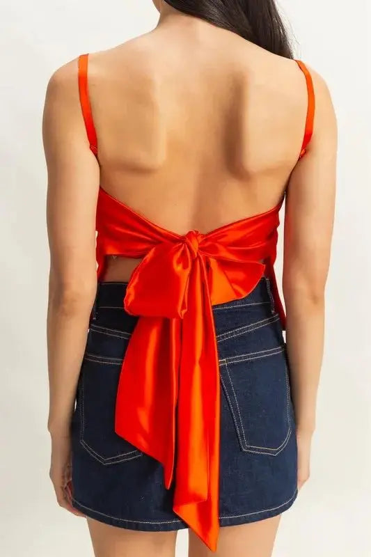 Pants Trendsi Satin Cami Top Women's Elegant Back Tie Detail USA Ship