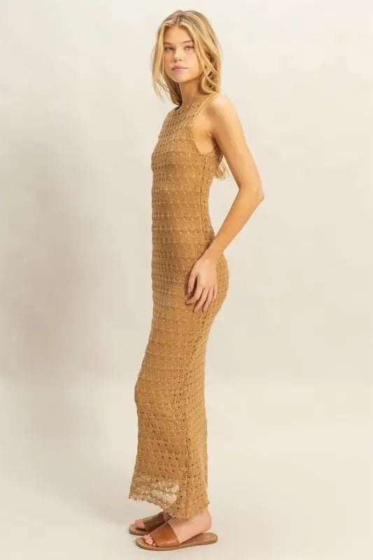 Crochet Maxi Dress - Open Back Sleeveless - Summer Style