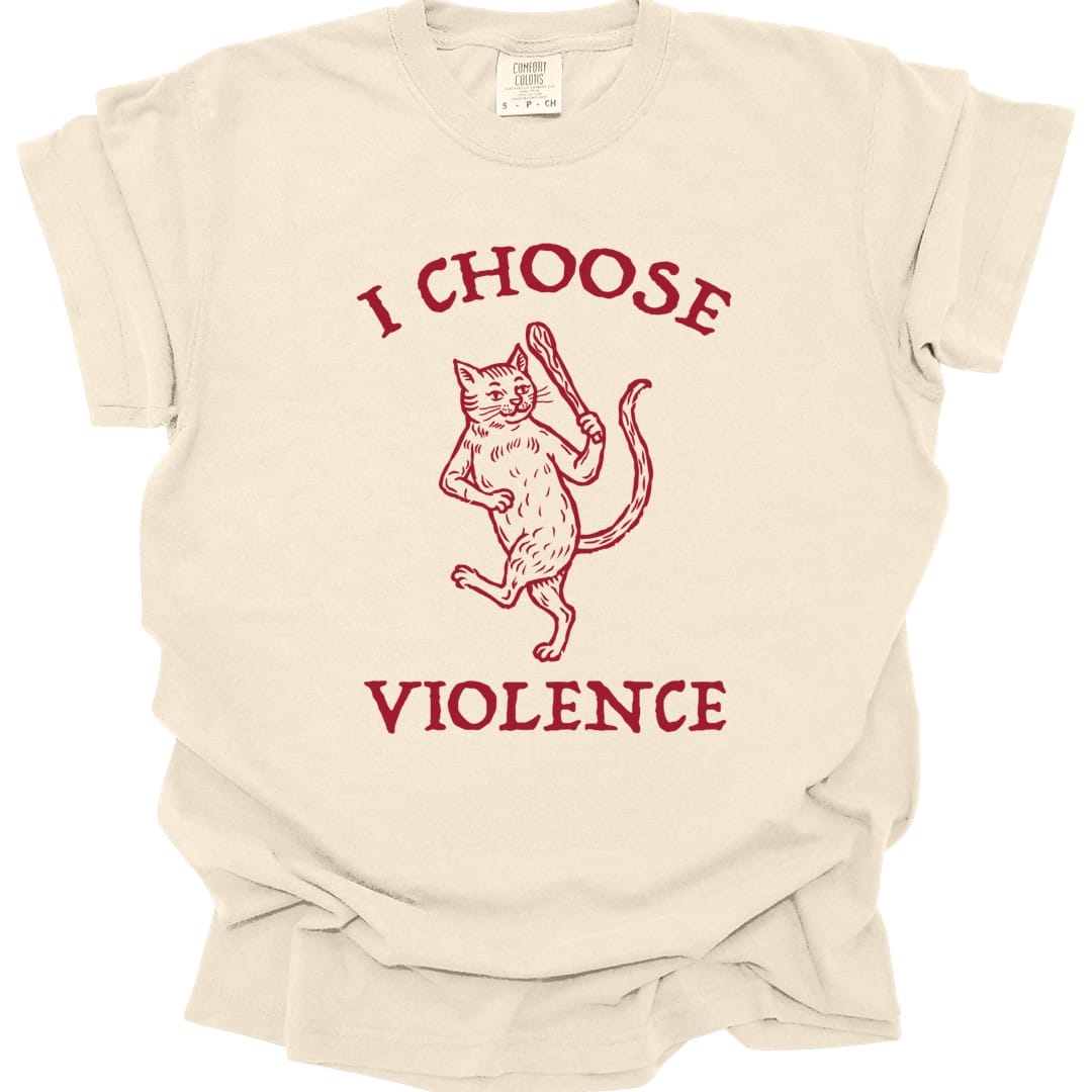 I Choose Violence Cat T-Shirt - Comfort Colors