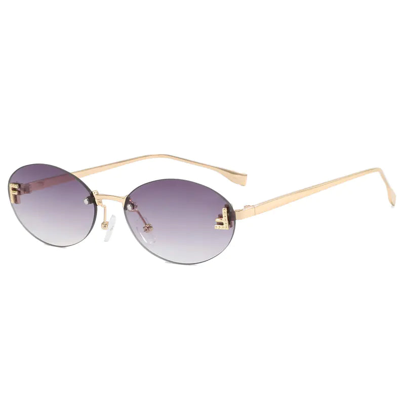 Trendy Women's Oval Metal Sunglasses by F Brand