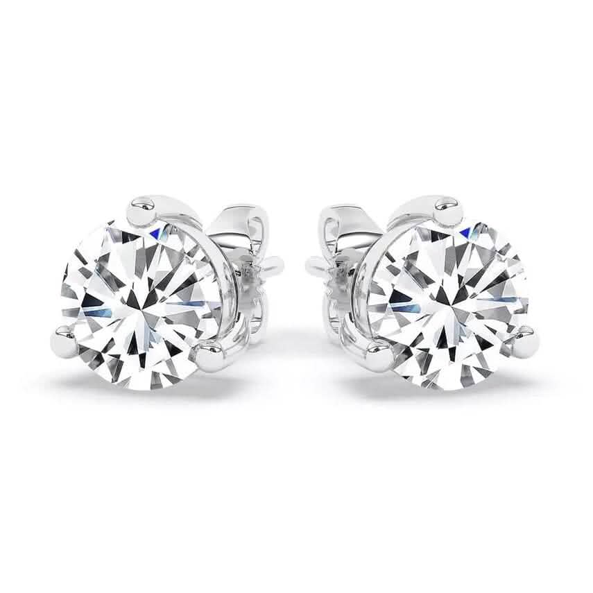 IGI, F/VS1, 3 CT Solitaire Lab-Grown Round Diamond Studs Earring 950 Platinum