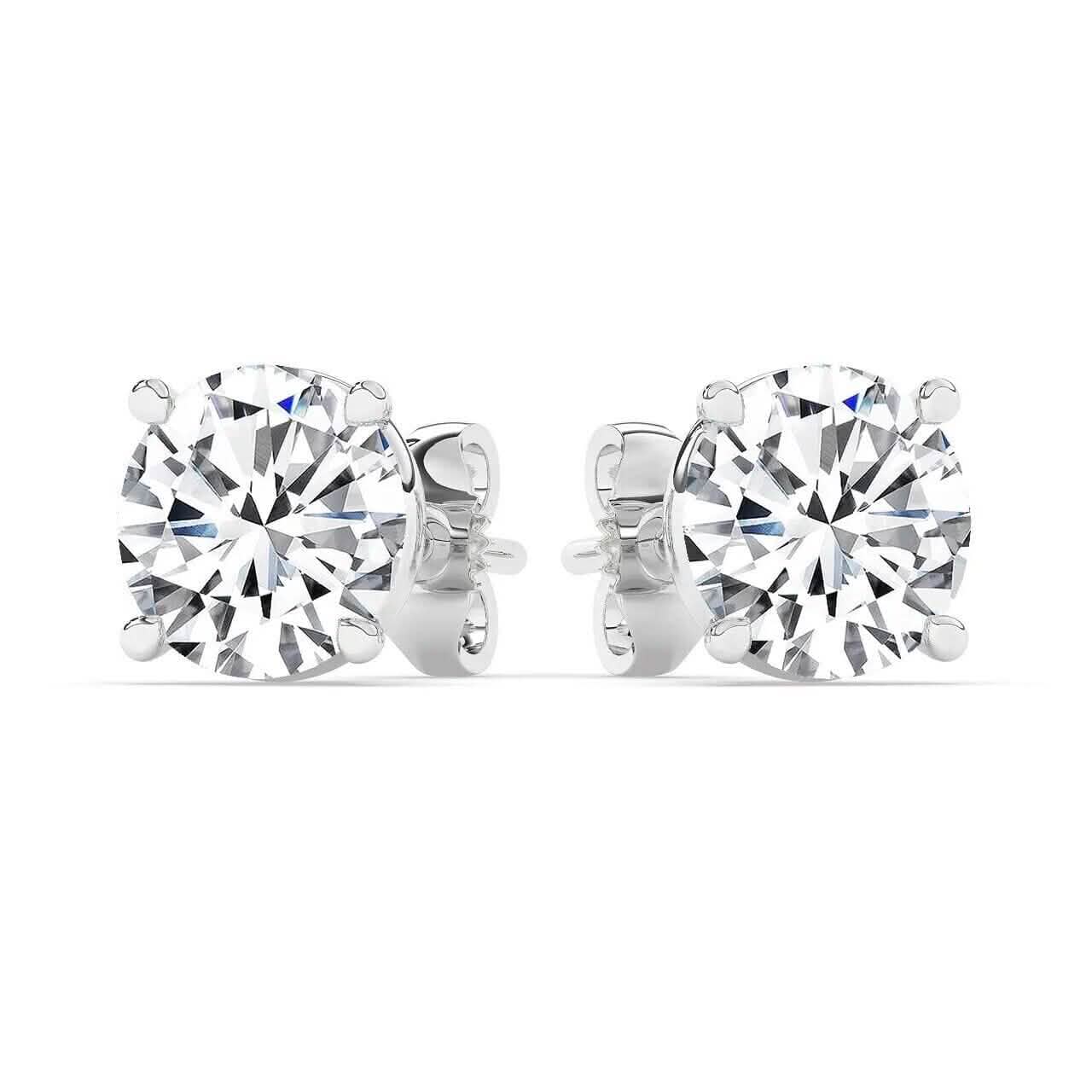 IGI, F/VS1, 4 CT Solitaire Lab-Grown Round Diamond Studs Earring, 950 Platinum