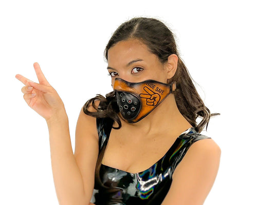 Mascarilla bucal de cuero auténtico, artesanal, de dos puntos, totalmente personalizable