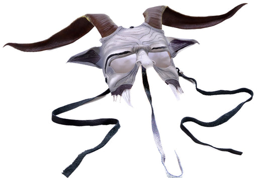 Máscara de cuero genuino hecha a mano de Krampus para cosplay de mascarada o disfraces de Halloween