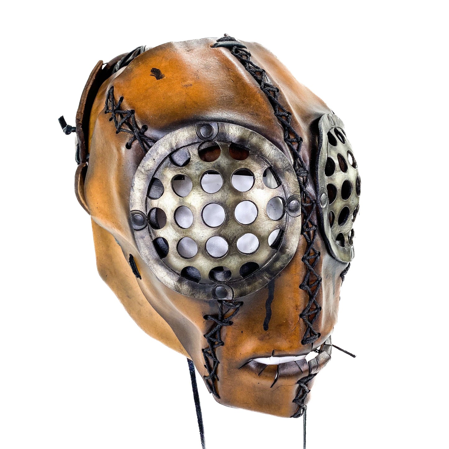 The Toy  - Handmade Leather Mask with Pull Ties