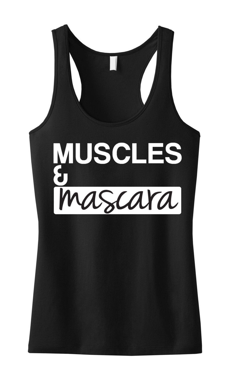 MUSCLES & MASCARA Camiseta de tirantes para entrenamiento negra con blanco