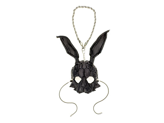 Mini Máscara de Cuero "Conejito Elegante" – Encanto Artesanal para Espejos Retrovisores, Bolsos, Cordones, Recuerdos de Fiesta y Más