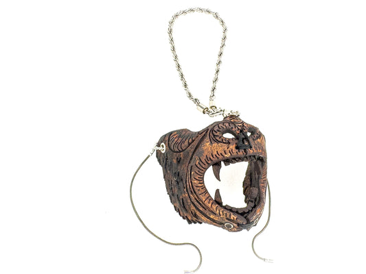 Mini Máscara Chimpancé de Cuero – Encanto Artesanal para Espejos Retrovisores, Bolsos, Cordones, Recuerdos de Fiesta y Más