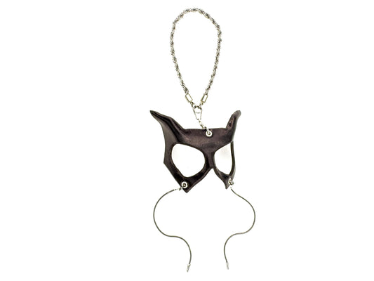 Mini máscara de cuero "Gato Curioso" – Encanto artesanal para espejos retrovisores, bolsos, cordones, recuerdos de fiesta y más