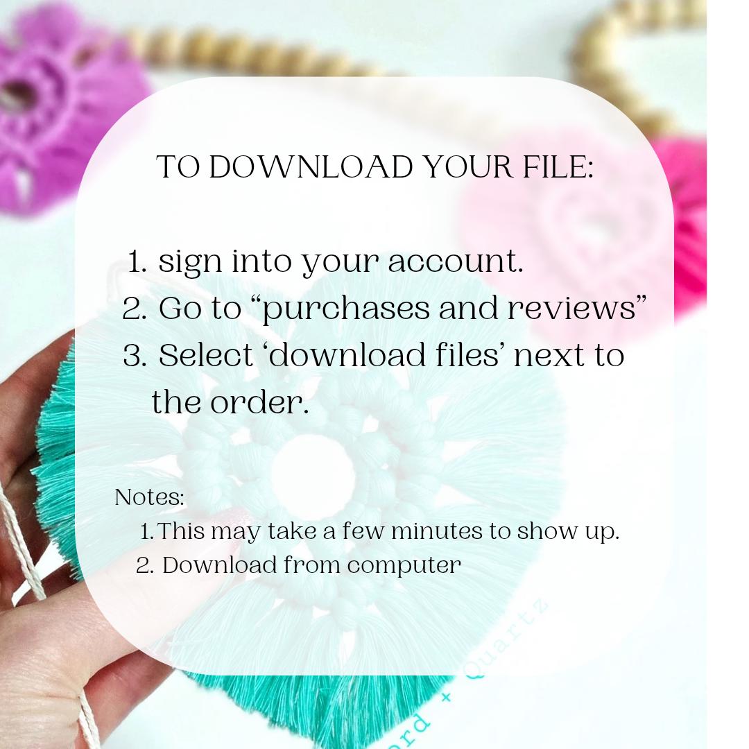 Macrame heart rear view mirror charm pdf pattern tutorial.