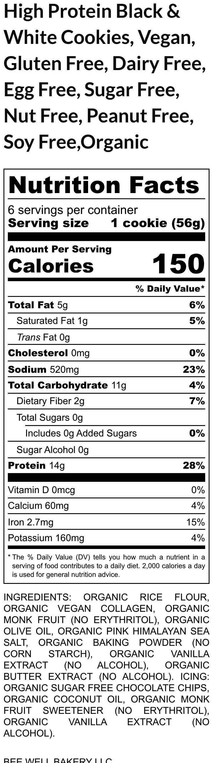 Galletas Blancas y Negras de Alta Proteína, Sin Azúcar, Veganas, Sin Gluten, Sin Lácteos, Sin Frutos Secos, Repostería para Alérgicos, Regalos Fitness, Bajas en Carbohidratos
