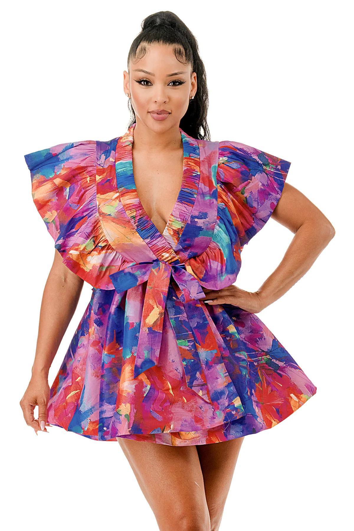 Vestido cruzado multicolor