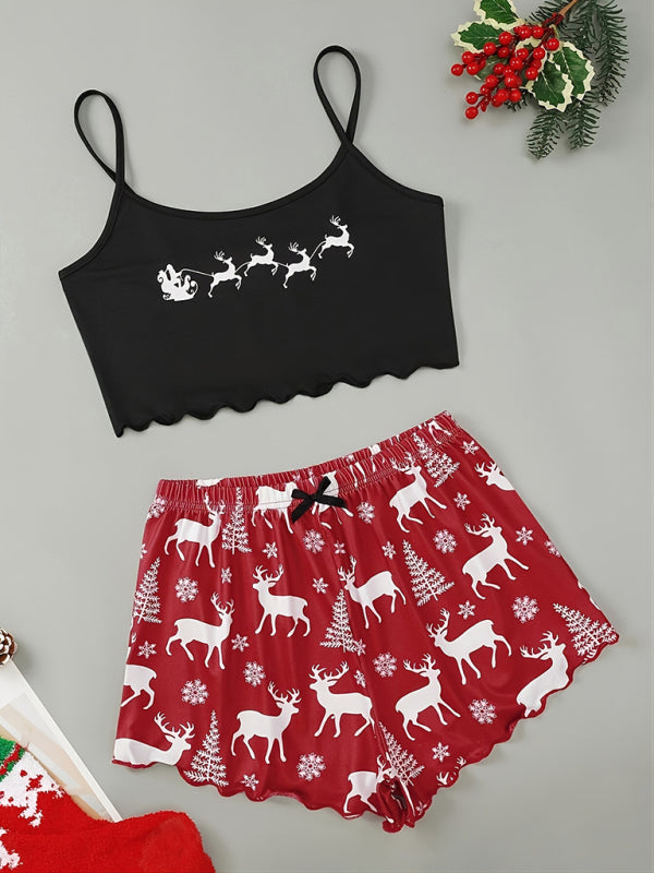Holiday Santa Print Sleeveless Pajama Set for Kids - Fun & Comfort