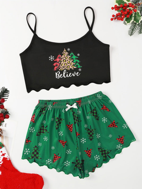 Holiday Santa Print Sleeveless Pajama Set for Kids - Fun & Comfort