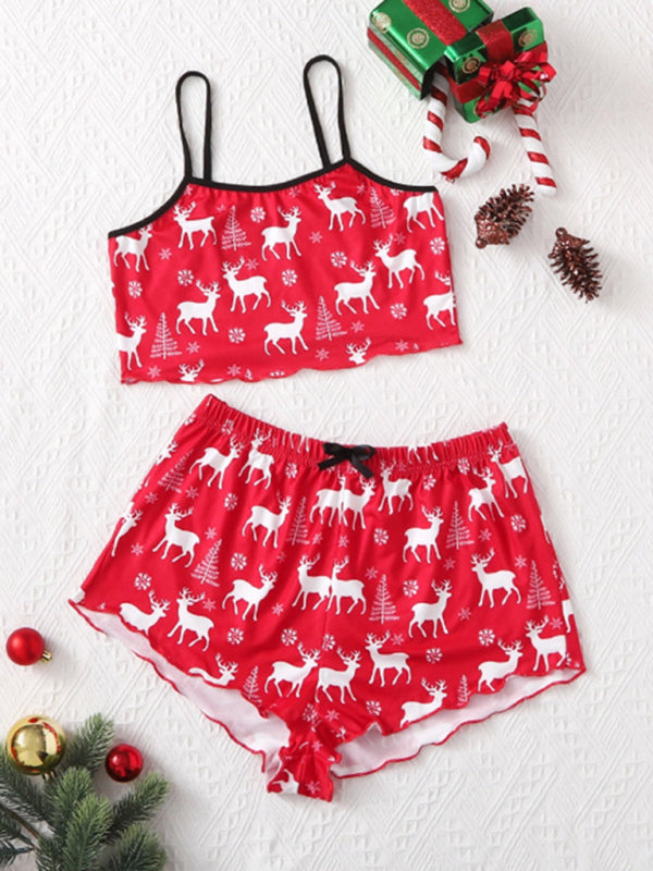 Holiday Santa Print Sleeveless Pajama Set for Kids - Fun & Comfort