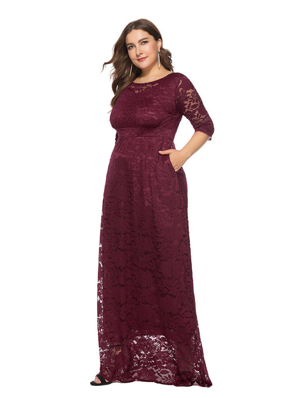Plus size women's new elegant lace dress