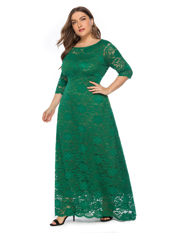 Plus size women's new elegant lace dress