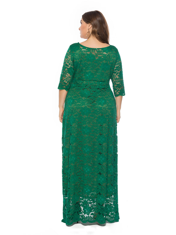 Plus size women's new elegant lace dress