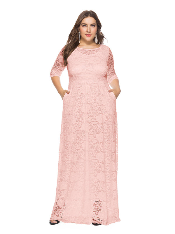 Plus size women's new elegant lace dress
