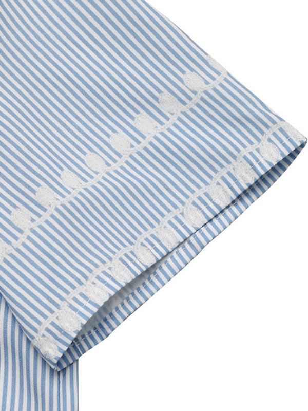 V-Neck Shirt - Short Sleeve Woven Top