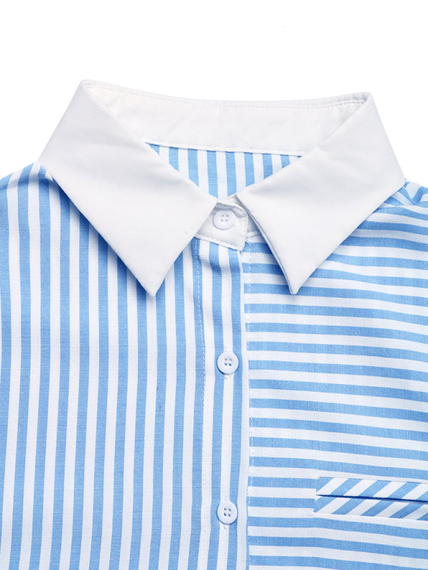 Women's Striped Casual Shirt - Polyester Viscose Blend Top