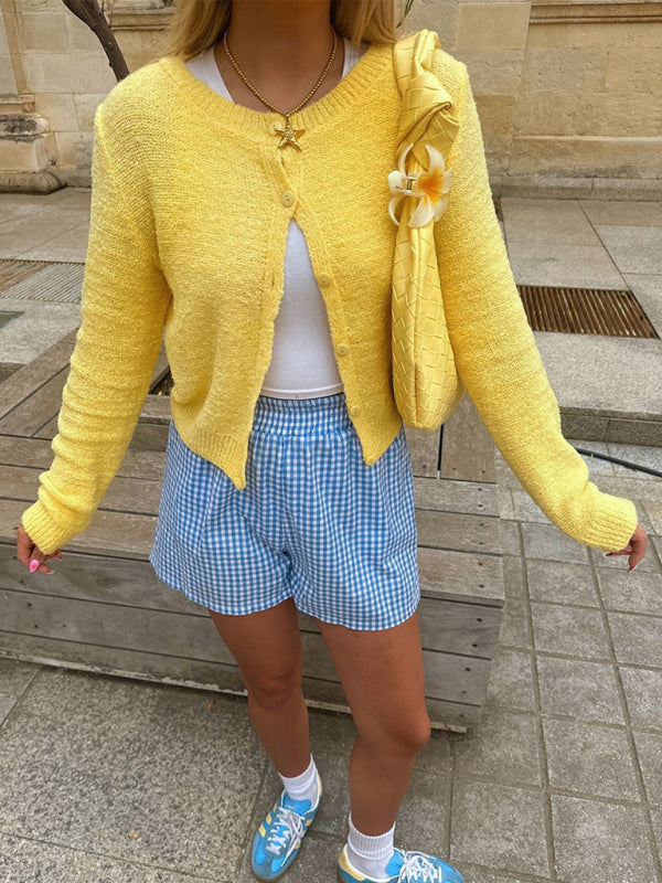 Casual Simple Button Long Sleeve Cardigan
