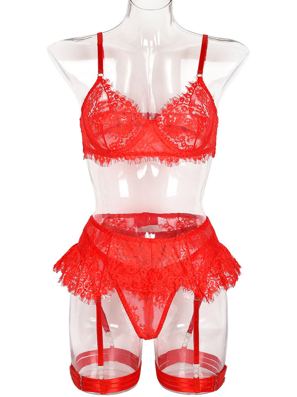 Sexy lace suspenders four-piece set