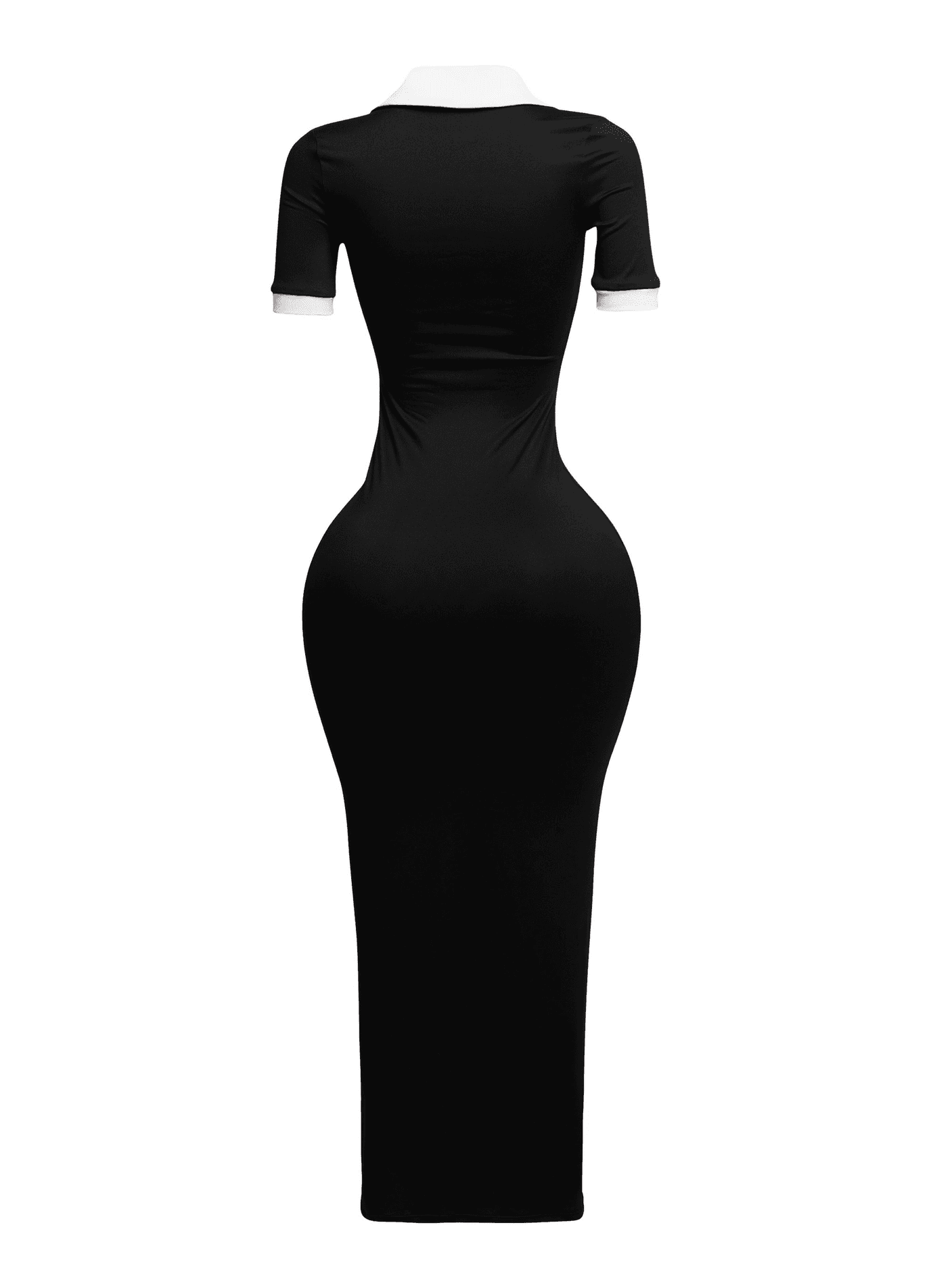 Vestido largo de cuello camisero y manga corta