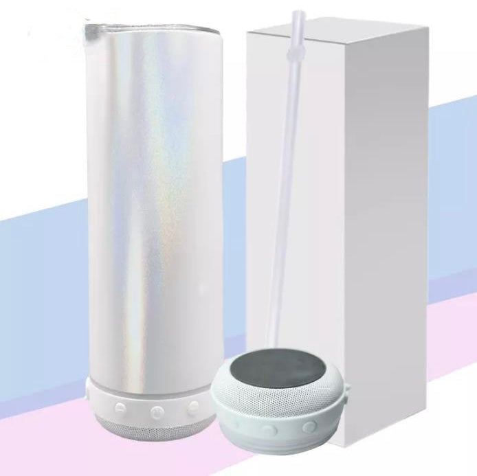 20oz Sublimation Bluetooth speaker tumbler. Music Tumblers W/ Lid, Speaker & Straw