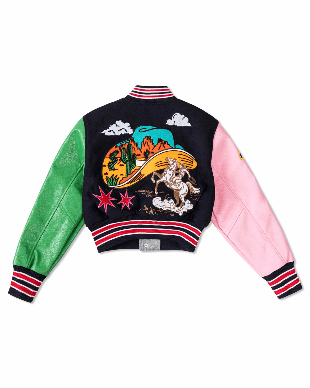 Wild and Free Cropped Varsity Jacket {Vegan Leather Sleeves}
