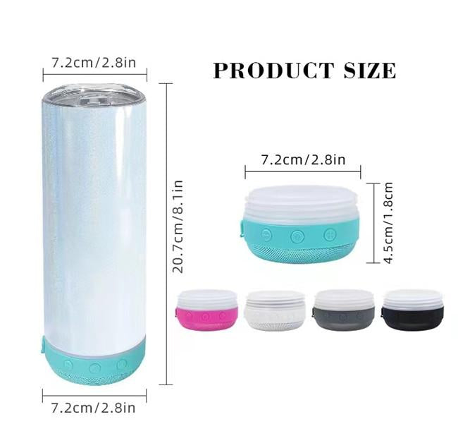 20oz Sublimation Bluetooth speaker tumbler. Music Tumblers W/ Lid, Speaker & Straw