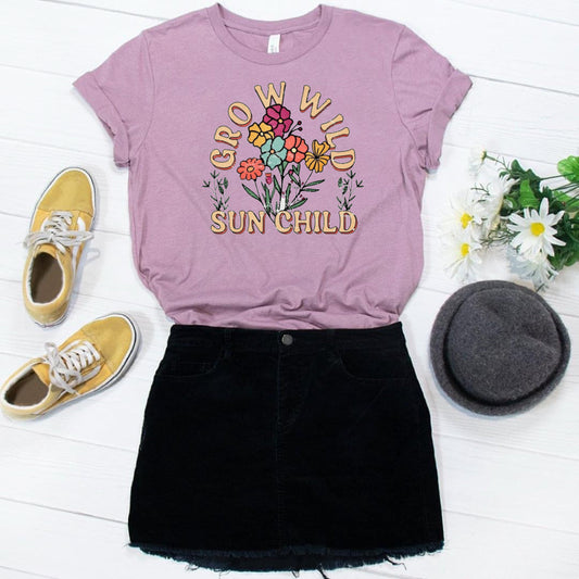 Camiseta "Grow wild sun child"
