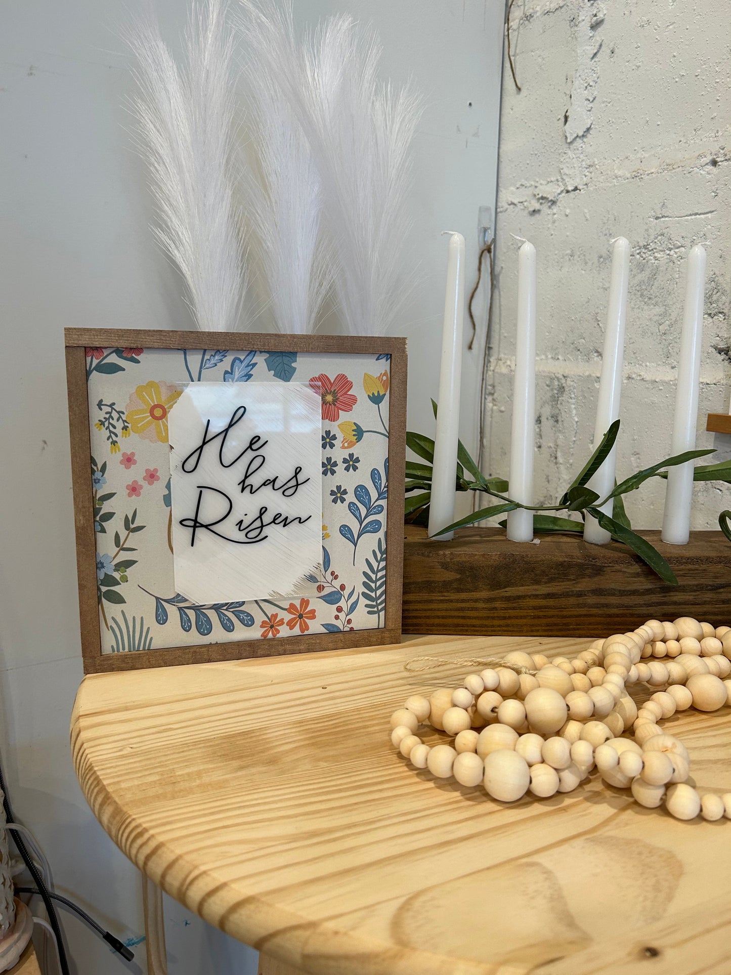 He has Risen modern farmhouse sign / Modern Home decor / Christian art