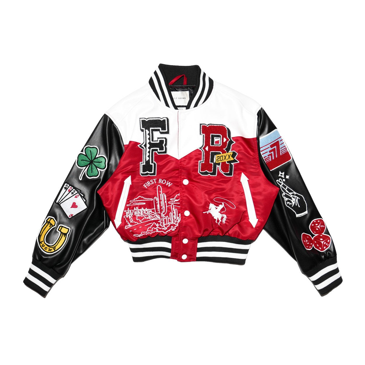Chaqueta universitaria Get Lucky {Mangas de cuero vegano}