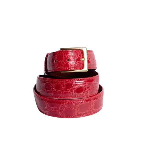 Cinturón de piel entera, rojo esmaltado