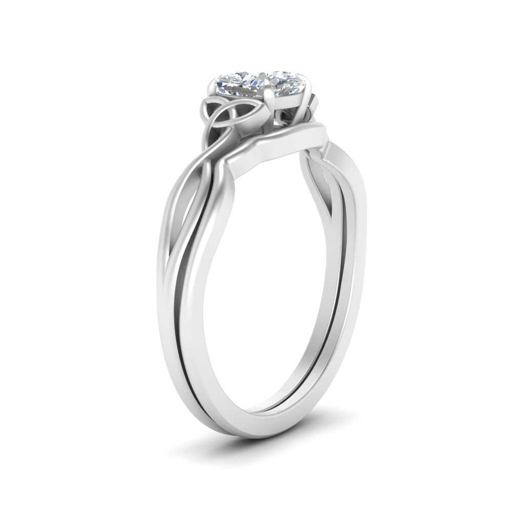 Cushion Cut Infinity Celtic Solitaire Wedding Set