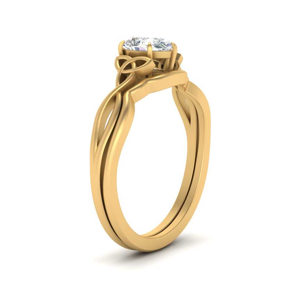 Pear Shaped Infinity Celtic Solitaire Wedding Set