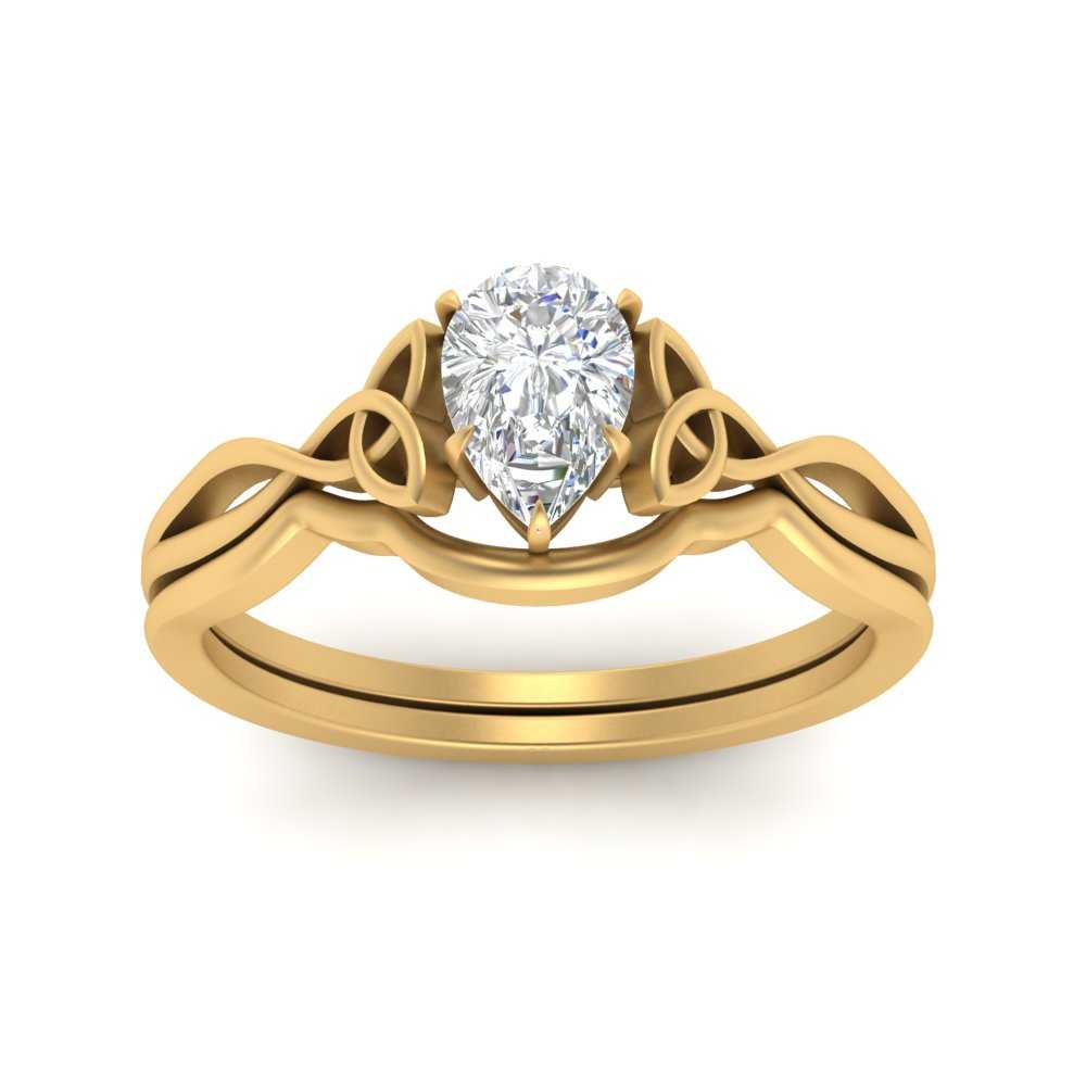 Pear Shaped Infinity Celtic Solitaire Wedding Set