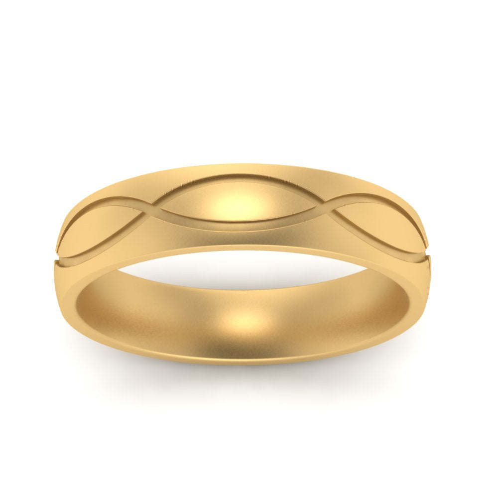 Infinity Grooved Mens Gold Ring