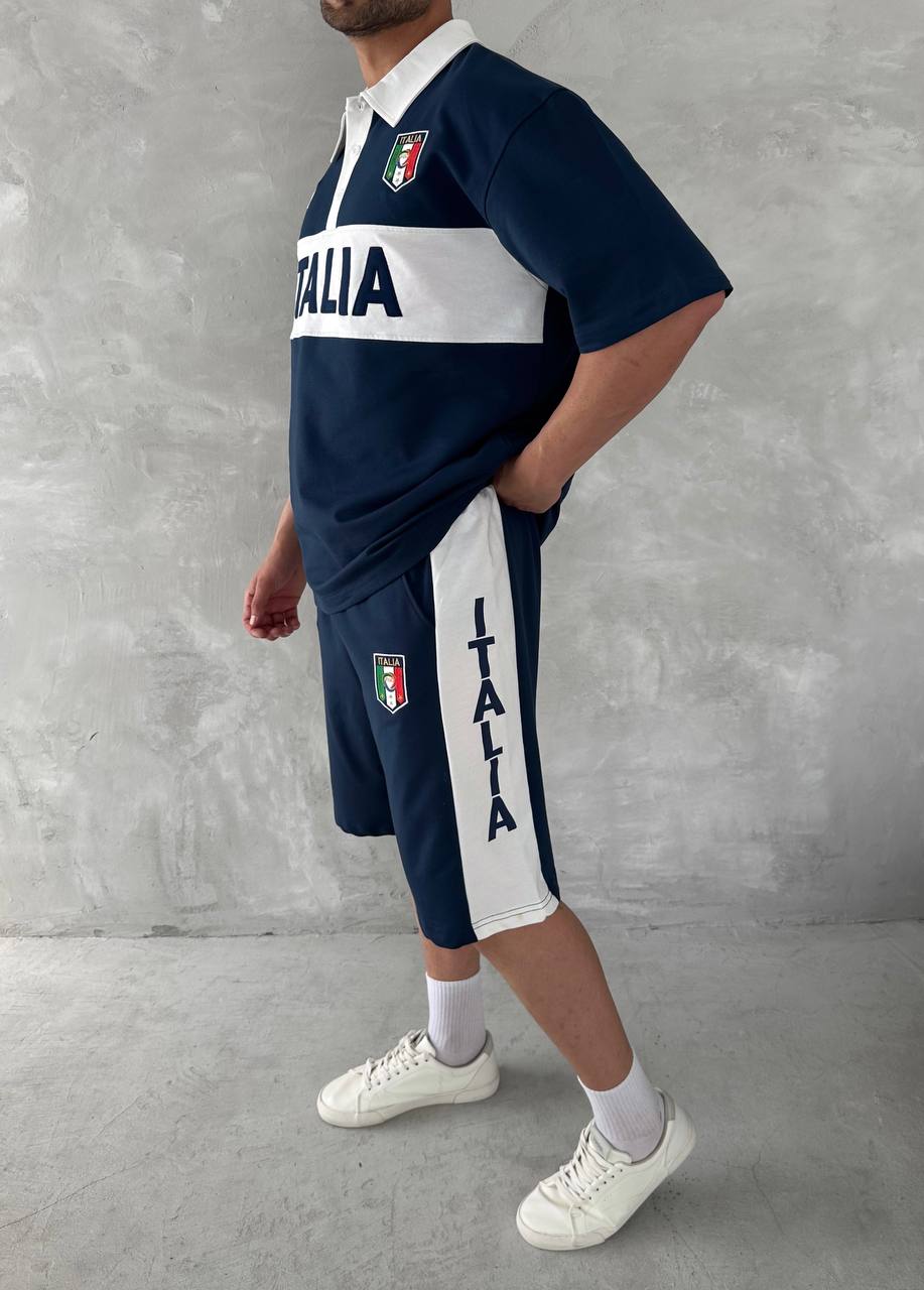 Conjunto de polo y pantalón corto para hombre inspirado en Italia: herencia atlética con un atrevido estilo nacional